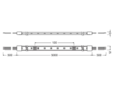 Dimensional drawing LEDVANCE BIOL HCLLSSTWIP67ZBK Light ribbon  hose  strip 220V