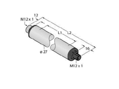 Dimensional drawing Turck WLS27CBR 1130DSQ Tubelight system LED not exchangeable   Line light 