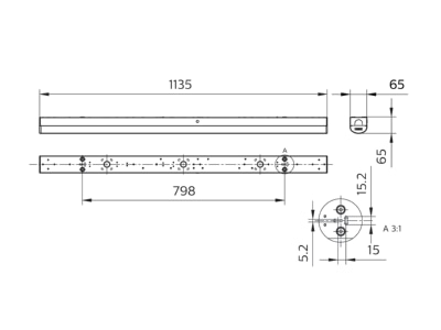 Mazeichnung Signify PLS BN126C LED  10021300 LED Lichtleiste 840 BN126C LED 10021300