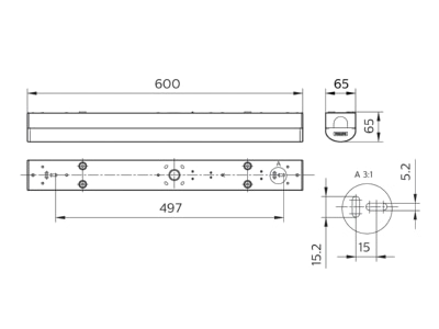 Dimensional drawing Signify PLS BN126C LED  94874799 Batten luminaire LED not exchangeable BN126C LED 94874799