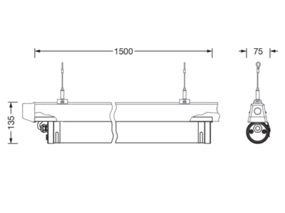 Ma�zeichnung Siteco 51FT10NN4A0ATR2 LED Rohrleuchte 840