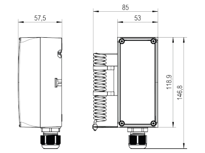 Dimensional drawing Alre it RTKSA 101 110 Contact thermostat