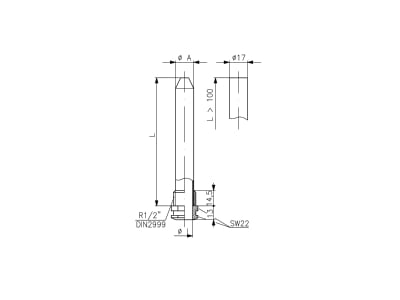 Mazeichnung Alre it THK 2 100 Tauchhuelse Laenge 100mm