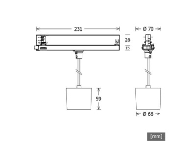 Dimensional drawing LTS ORYOP101 10 930 45ws Pendant luminaire 1x20W   LED pendant light 3000K 