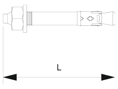 Dimensional drawing 1 OBO N 6 5 49 HCR Hammer set anchor M6x49mm
