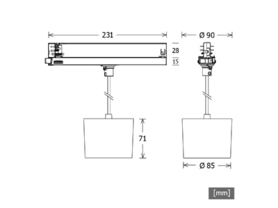 Dimensional drawing LTS ORYOP201 927L06CASsi Pendant luminaire LED not exchangeable