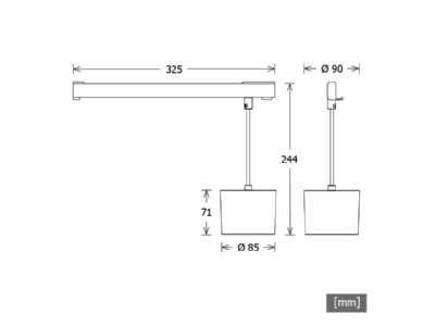 Dimensional drawing LTS ORYOP201927L06D EUsi Pendant luminaire LED not exchangeable