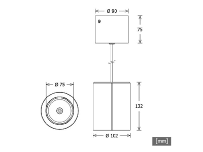 Dimensional drawing LTS TIMR D201 927 EWEsc Pendant luminaire LED not exchangeable