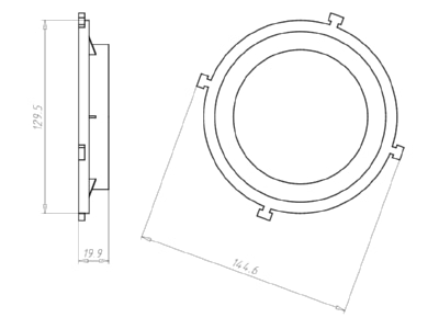 Mazeichnung Kaiser 1281 05 Frontteil HaloX 100 DA 90 fuer Ortbeton