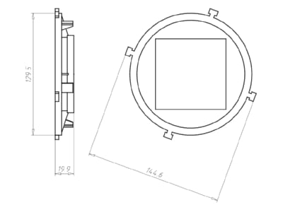 Mazeichnung Kaiser 1281 69 Frontteil HaloX 100 DA 75x75 Sichtbeton