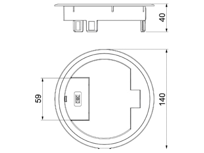 Dimensional drawing 1 OBO GES R2 9011 Mounting cover for underfloor duct box
