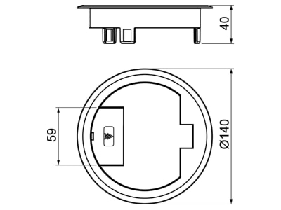 Dimensional drawing 2 OBO GES R2 9011 Mounting cover for underfloor duct box