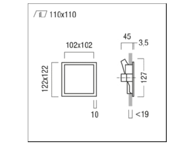 Mazeichnung Zumtobel KAVA Q110  60817059 LED Wandeinbauleuchte 3000K KAVA Q110 60817059