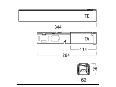 Dimensional drawing Zumtobel TECTON TA F BK Electrical accessory for luminaires