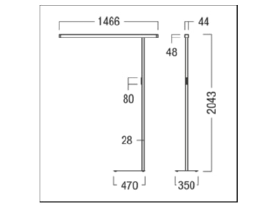 Dimensional drawing Zumtobel CANDILEA S  42188695 Floor lamp LED not exchangeable CANDILEA S 42188695
