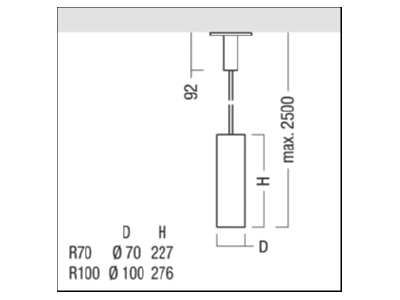 Mazeichnung Zumtobel P INF 3WH  62920280 LED Pendelleuchte 930 P INF 3WH 62920280