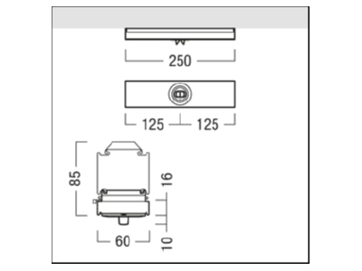 Dimensional drawing Zumtobel RESCLITE P  42188732 Emergency luminaire 3 3W IP20 RESCLITE P 42188732