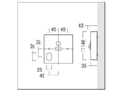 Dimensional drawing Zumtobel RESCLITE P  42188747 Emergency luminaire 3 3W IP40 RESCLITE P 42188747