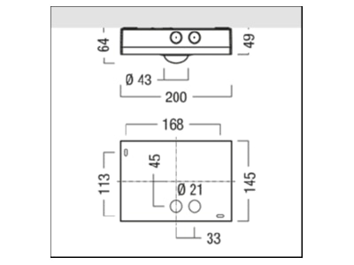 Dimensional drawing Zumtobel RESCLITE P  42188748 Emergency luminaire 3 3W IP65 RESCLITE P 42188748