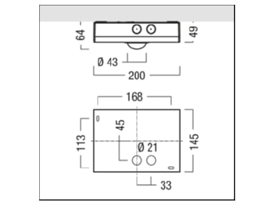 Dimensional drawing Zumtobel RESPRO MSC  42937886 Emergency luminaire 5 7W IP65 RESPRO MSC 42937886