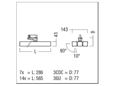 Mazeichnung Zumtobel SCENO 1X14  42188454 LED Strahler 830 SCENO 1X14 42188454