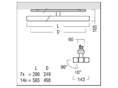 Dimensional drawing Zumtobel SCENO 2X7  42943018 Downlight spot floodlight SCENO 2X7 42943018