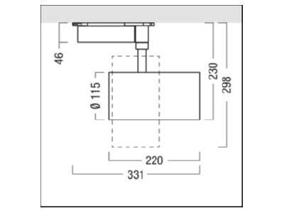 Dimensional drawing Zumtobel V2 L 4400   60716539 Downlight spot floodlight V2 L 4400  60716539