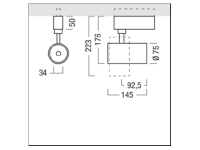 Mazeichnung Zumtobel V2 S 700   60716726 LED Strahler 927 65 V2 S 700  60716726