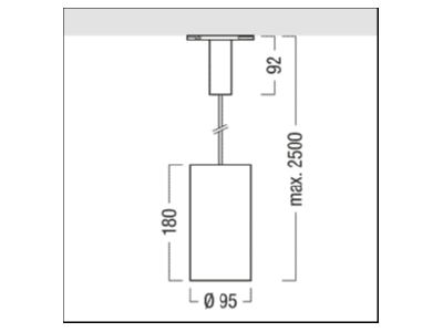 Dimensional drawing Zumtobel V2 P M2500  62915218 Pendant luminaire LED not exchangeable V2 P M2500 62915218