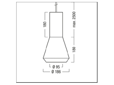 Dimensional drawing Zumtobel V2 P M2500  62917161 Pendant luminaire LED not exchangeable V2 P M2500 62917161