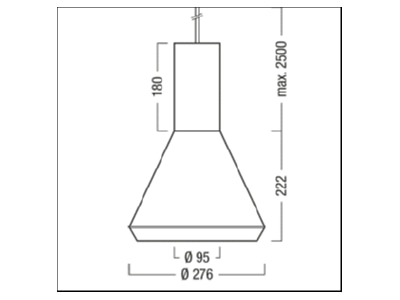 Dimensional drawing Zumtobel V2 P M2500  62917162 Pendant luminaire LED not exchangeable V2 P M2500 62917162