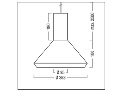 Dimensional drawing Zumtobel V2 P M2500  62917163 Pendant luminaire LED not exchangeable V2 P M2500 62917163