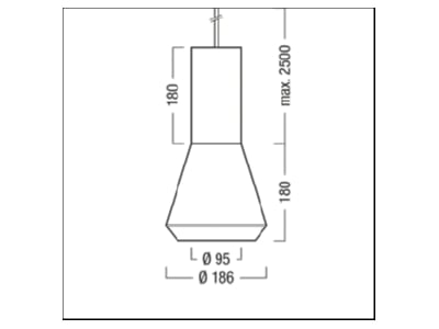 Dimensional drawing Zumtobel V2 P M2500  62917202 Pendant luminaire LED not exchangeable V2 P M2500 62917202