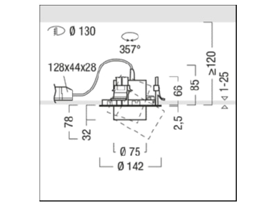 Mazeichnung Zumtobel V2 R S1700  60715508 LED Einbaustrahler 927 V2 R S1700 60715508