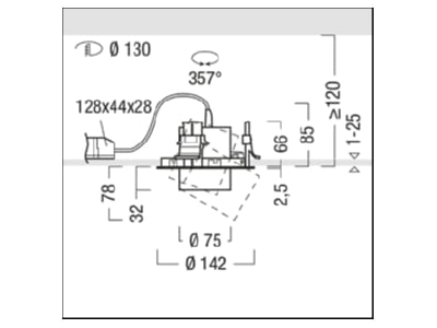 Mazeichnung Zumtobel V2 R S1700  60715509 LED Einbaustrahler 927 V2 R S1700 60715509