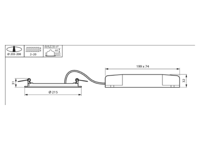 Mazeichnung Signify PLS DN145B LED  96103999 LED Slimdownlight 4000K DALI DN145B LED 96103999