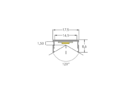 Mazeichnung Brumberg 53604080 LED Anbauprofil 2000 mm