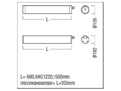 Dimensional drawing Zumtobel TLXHO3000 830OSLSEVG Ceiling  wall luminaire