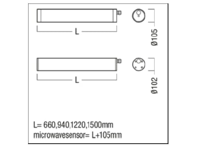 Dimensional drawing Zumtobel TLXHO6200 840OSLLLDO Ceiling  wall luminaire