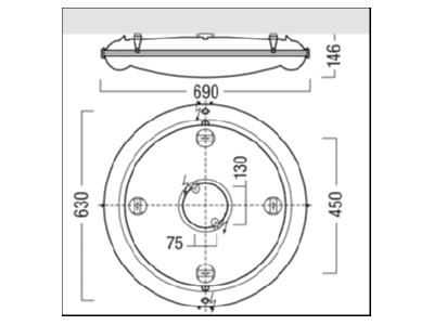 Mazeichnung Zumtobel AMPRL5600 830LDOKST LED Feuchtraumleuchte 3000K