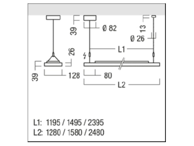 Mazeichnung Zumtobel CLEVO ID  42929389 LED Pendelleuchte 4000K CLEVO ID 42929389