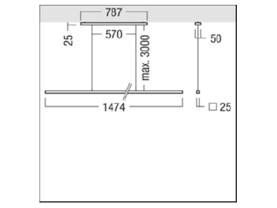 Maßzeichnung Zumtobel LINETIK D   42930317 LED Pendelleuchte 4000K LINETIK D  42930317