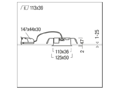 Mazeichnung Zumtobel SUI DF3  60210976 LED Einbauleuchte 2700K SUI DF3 60210976