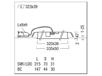 Mazeichnung Zumtobel SUI DF9  60210996 LED Einbauleuchte 3000K SUI DF9 60210996