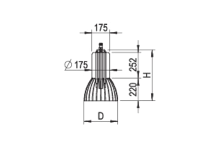 Line drawing Ridi Leuchten RLS2 NDWS840 SMB2200 High bay luminaire IP65
