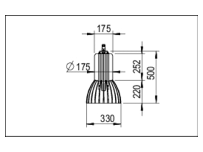 Dimensional drawing Ridi Leuchten RLS2 NDWS840 SMB2200 High bay luminaire IP65